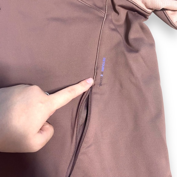 Lululemon Athletics TOPS TECH fleece Hiking Brown Cropped Quarter Zip Sz 10 - Picture 7 of 11